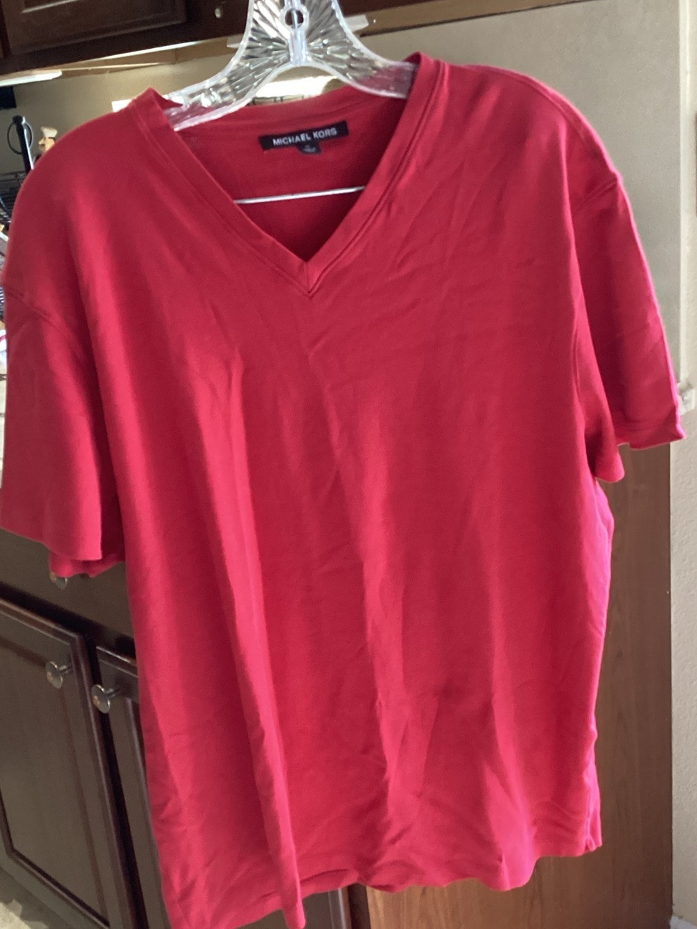 Michael Kors Red V-Neck Short Sleeve Tee
